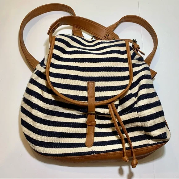 Madden‎ Girl Navy & Cream Striped Backpack Purse Madden Girl Striped Bags & Handbags for Women for sale | eBay main image 4